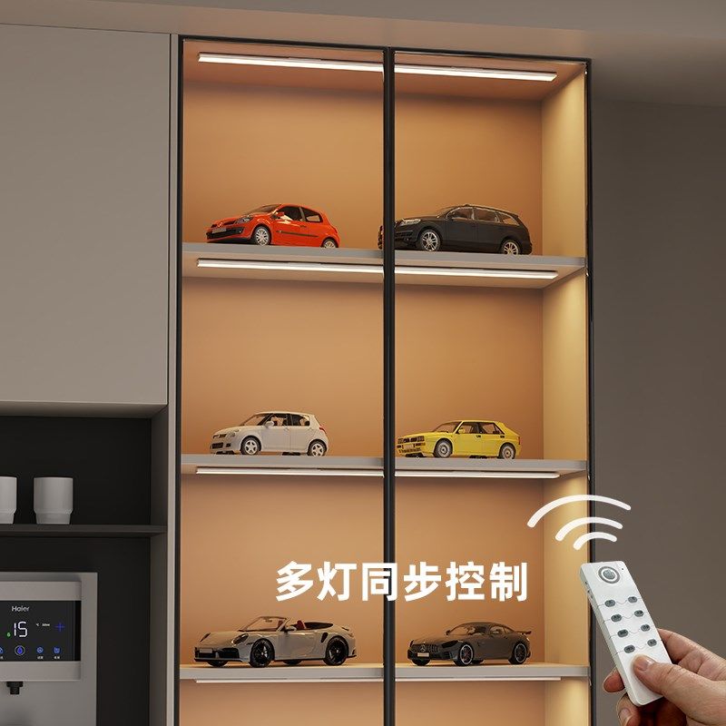 磁吸感应灯条免插电 遥控LED三色变光灯带 酒柜展示柜适用图片