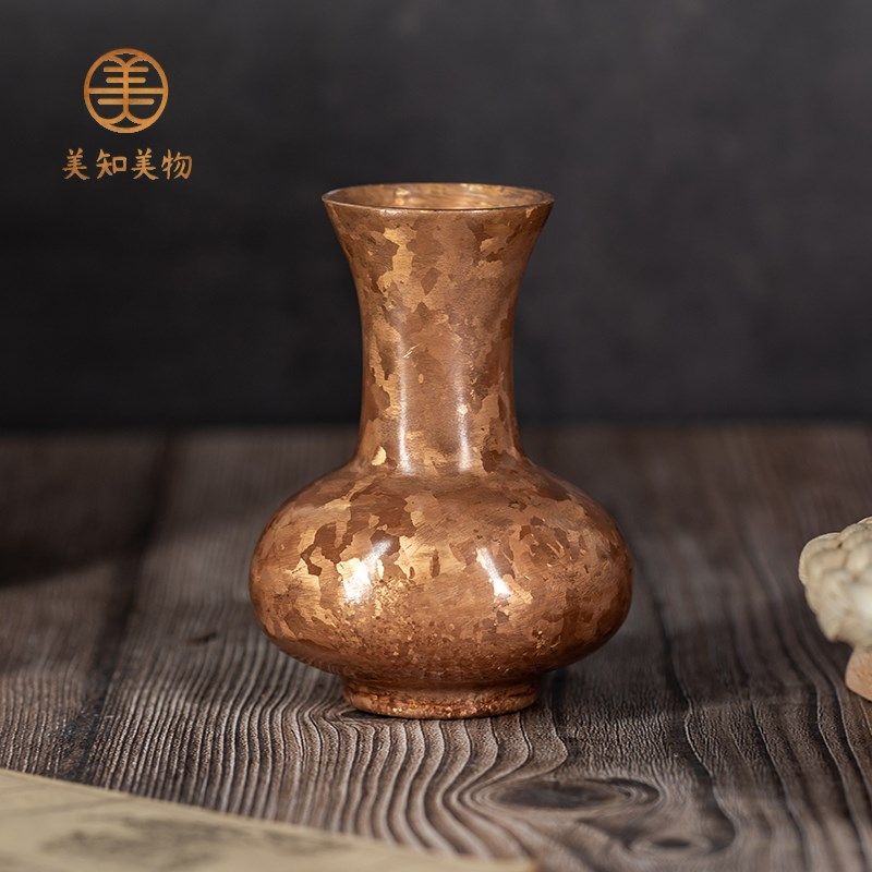 古法无漆云南会泽斑铜花瓶省级工艺大师马永义手作小花瓶装饰品
