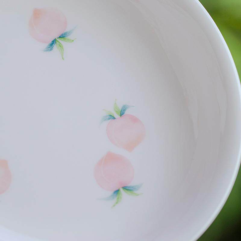 弥言圆形陶瓷壶承纯手绘桃子干泡盘家用差点盘日式小茶台茶道配件