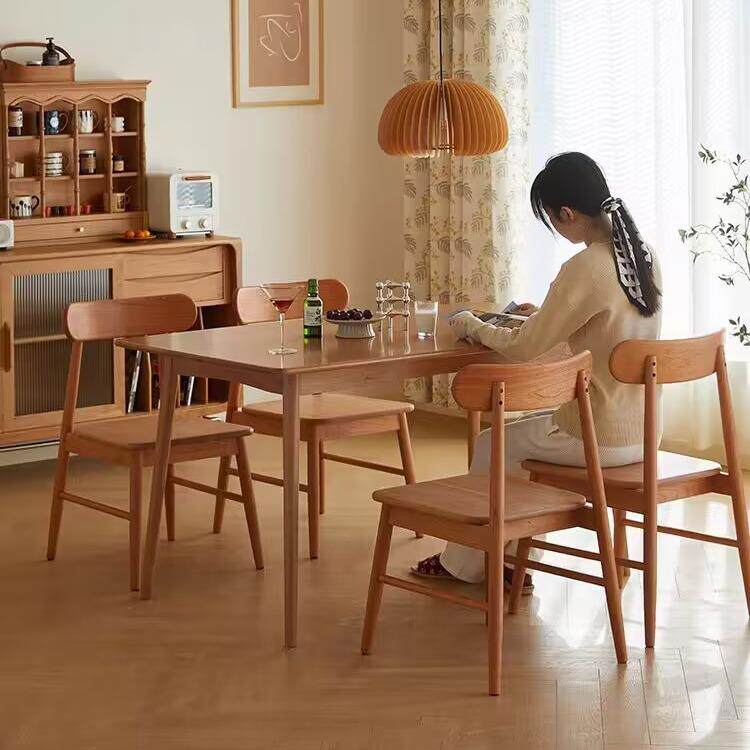 轩木实木餐桌小户型全实木饭桌樱桃木家具现代简约韩式餐桌椅组合