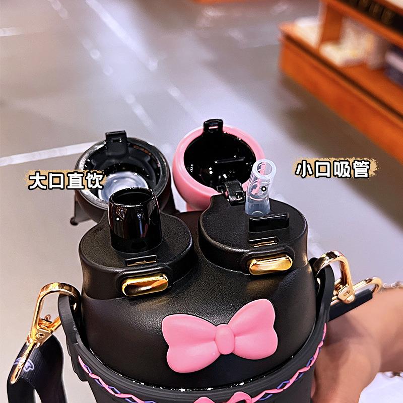 三丽鸥儿童保温杯女生高颜值带吸管水壶316不锈钢学生上学双饮杯图片