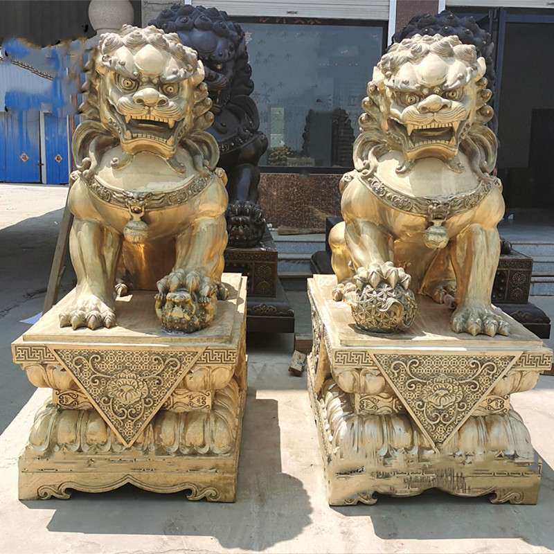 铸铜狮子雕塑喷水景观雕塑青铜狮头动物雕像户外酒店广场门口装饰