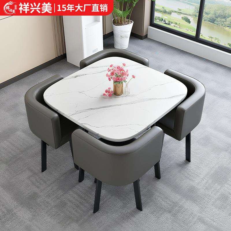接待桌椅北欧轻奢洽谈桌椅加厚售楼部现代简约餐桌吧台桌圆桌