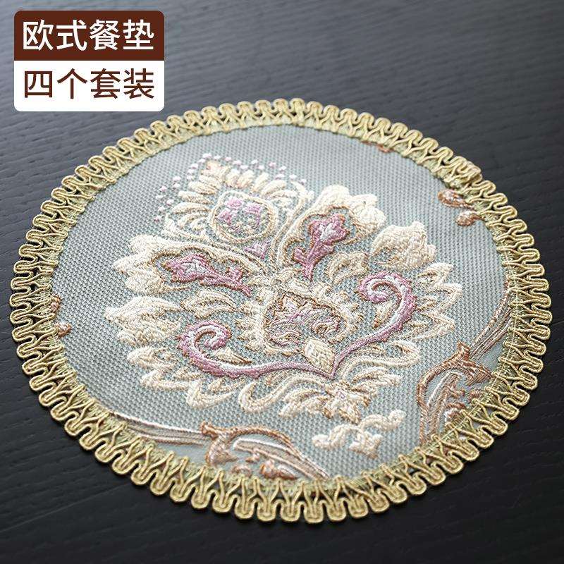 欧式餐桌垫隔热垫中国风家用防烫茶杯垫圆形餐盘垫碗垫大号布艺