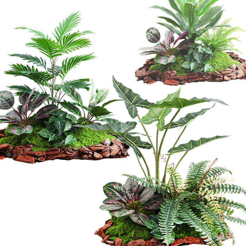 仿真花假花摆设户外庭院花箱龟背叶装饰摆件植物仿真绿植造景组合