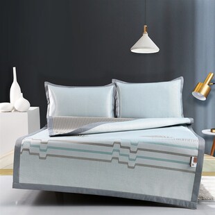 凉席1.8m床1.5冰丝凉席可水洗可折叠2.0米夏天单人宿舍软席三件套