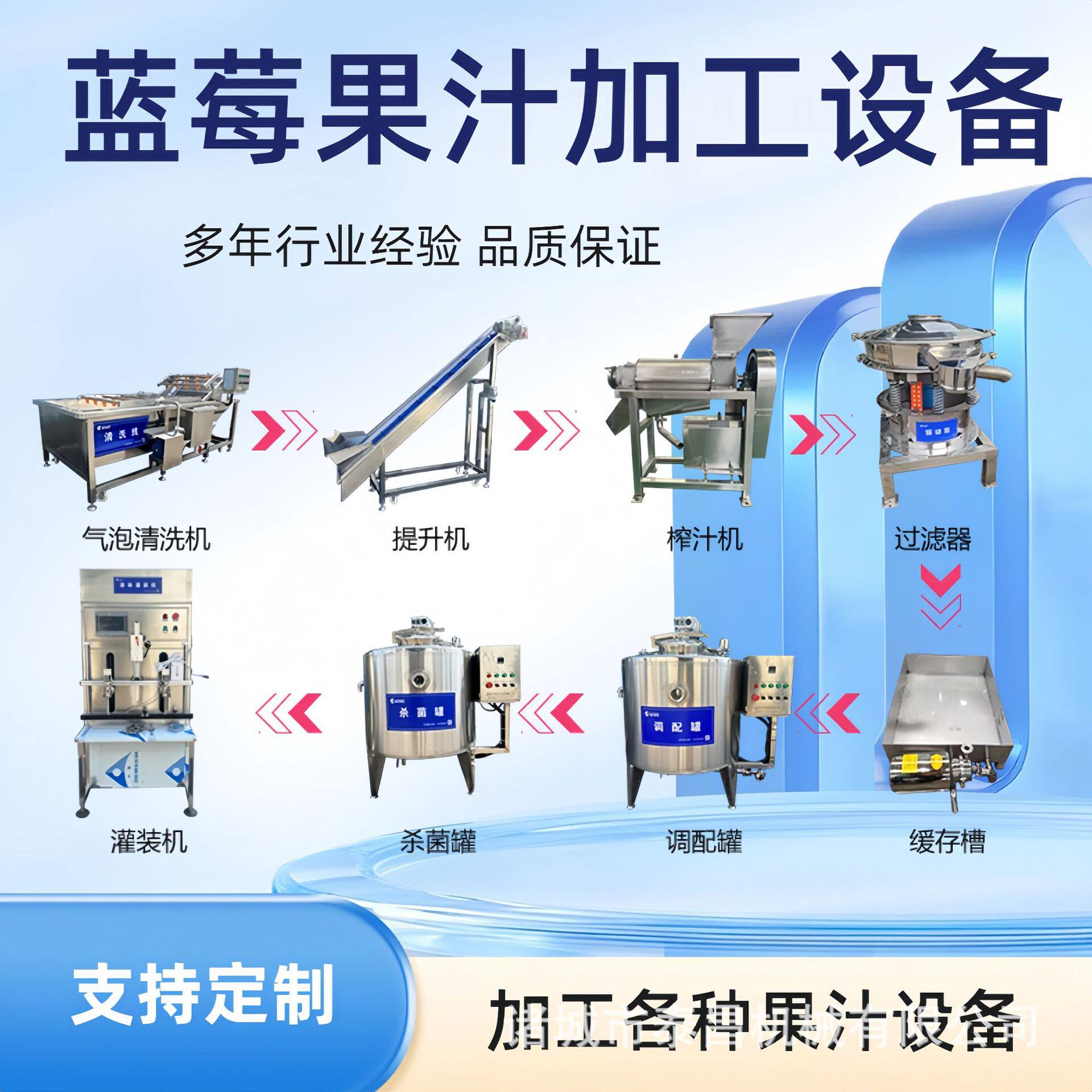 蓝莓果汁饮料加工设备苹果破碎榨汁机器金桔果汁浓缩加工生产线