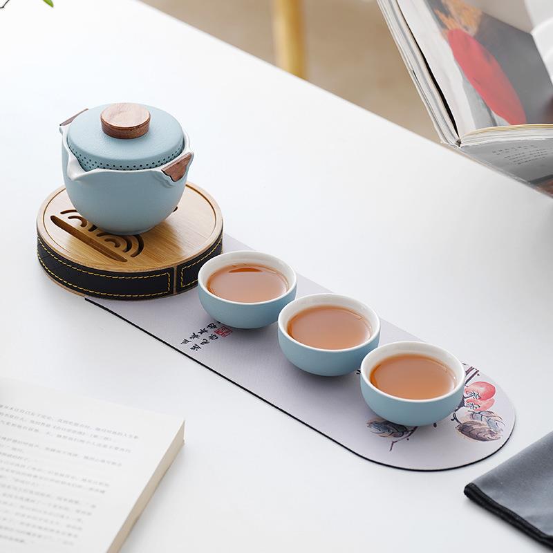 便携式一壶三杯旅行茶具一人简易户外懒人泡茶神器快客茶杯小套装