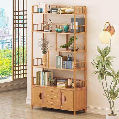 新中式博古架茶室多宝阁展示架茶柜子古董架客厅办公室书架置物架