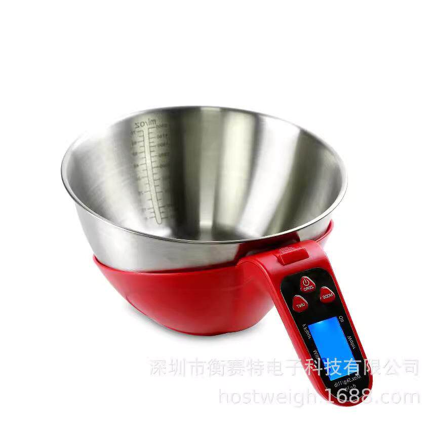 带刻度量碗电子秤厨房家用食品级小型克称毫升烘焙量器称重厨房秤