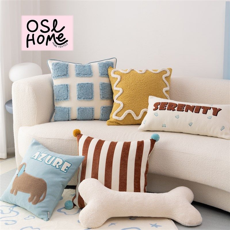 多巴胺沙发抱枕可爱腊肠狗刺绣客厅卧室样板间靠垫床头靠枕腰枕套