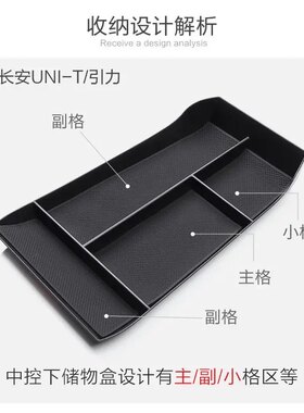适用于长安UNI-T/引力unit扶手箱储物盒汽车内饰改装中控下收纳盒