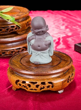鸡翅木底座托架圆形托盘酒坛鱼缸奇石头鱼缸花瓶花盆实木底座古典