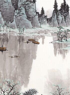 白雪石千峰竞秀国画山水画名家字画高清微喷复制品未装裱宣纸画芯