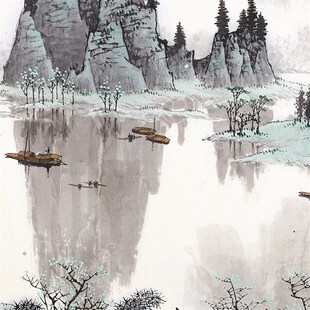 白雪石千峰竞秀国画山水画名家字画高清微喷复制品未装裱宣纸画芯