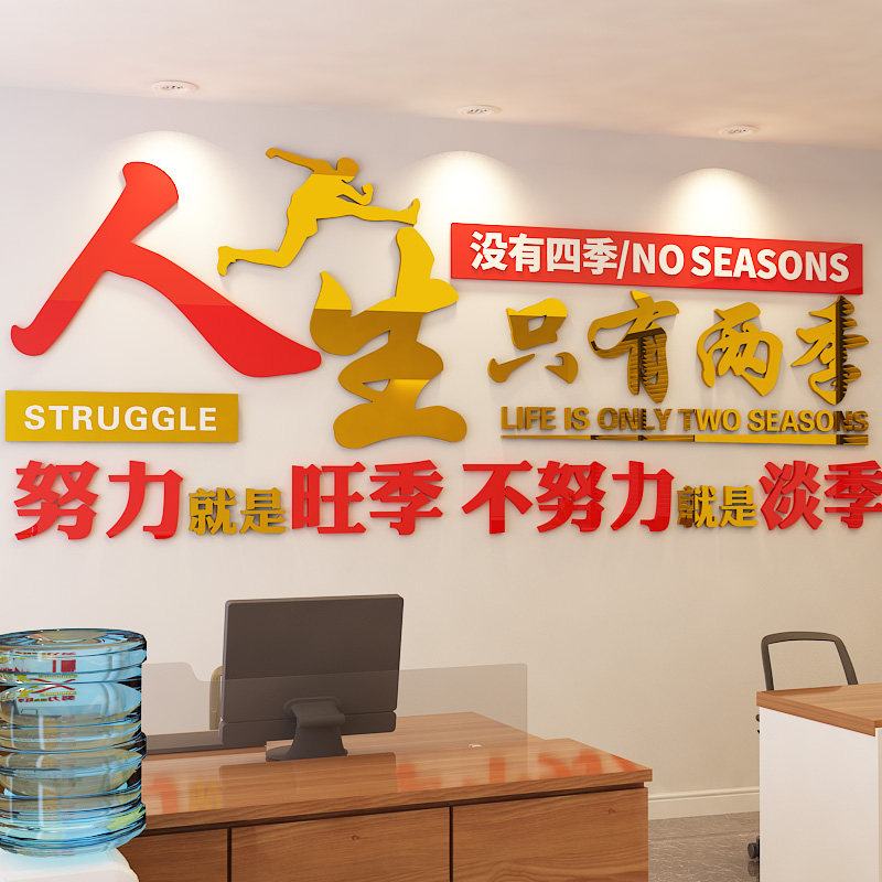 励志墙贴3d立体亚克力贴画公司企业文化墙员工激励标语办公室装饰