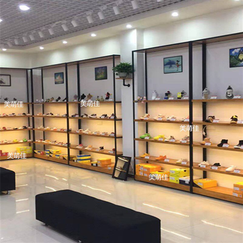 商场店铺用鞋店鞋架展示架实木落地式鞋货架女男童鞋包包展示架