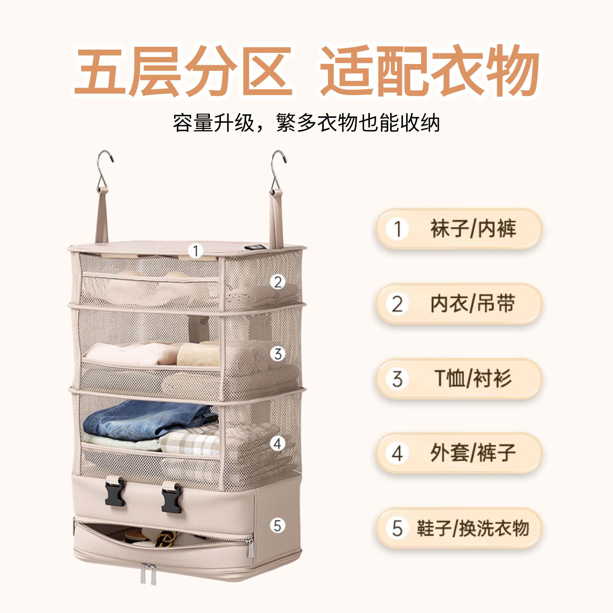 研屋宿舍床上收纳袋挂袋宿舍神收器小置墙上物袋旅行纳袋便携QRX