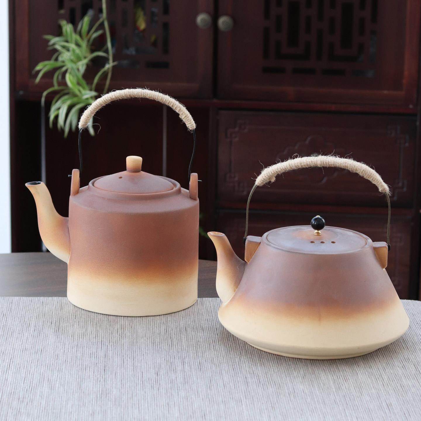 复古粗陶围炉煮茶电陶炉大小号提梁壶壶JFY-376水茶壶商烧器用泡
