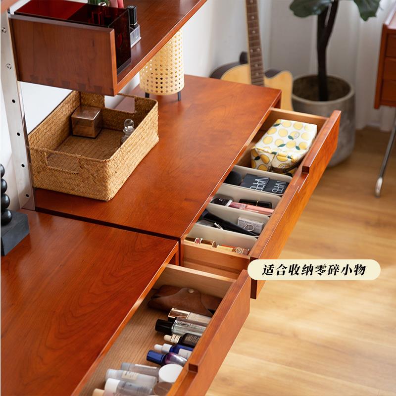 号角屋-C04梳妆台北欧包豪斯不锈钢墙壁化妆桌实木隔板收纳