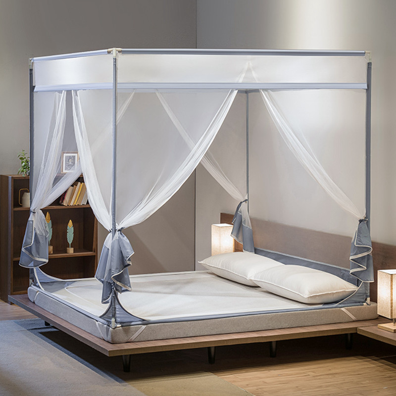 床笠款蚊帐支架蒙古包小孩防摔儿童卧室拉链式家用三开门床幔加密