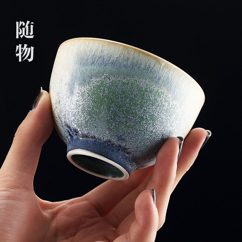 结晶釉柴烧主人杯高档景德镇茶杯单杯个人专用陶瓷茶碗品茗杯茶盏