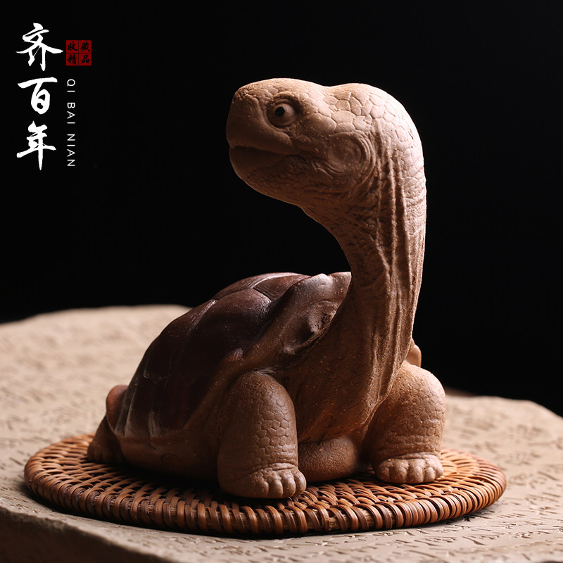 宜兴紫砂茶宠摆件大头乌龟富甲一方龙龟名家全手工茶玩精品可养