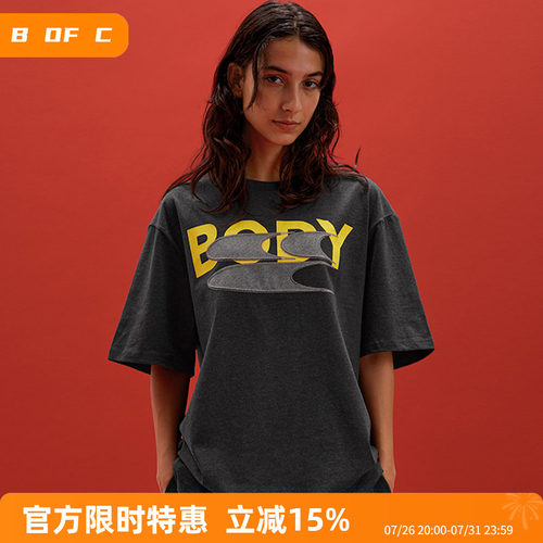 CryingCenter联名bofc 毛毡贴布绣反光字母宽松短袖T恤