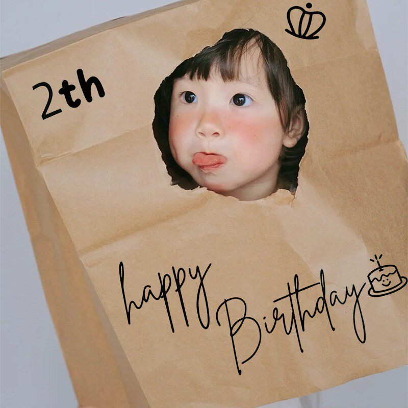 生日牛皮纸袋照片道具快乐一岁仪式小女孩场景布置装饰2岁气氛5