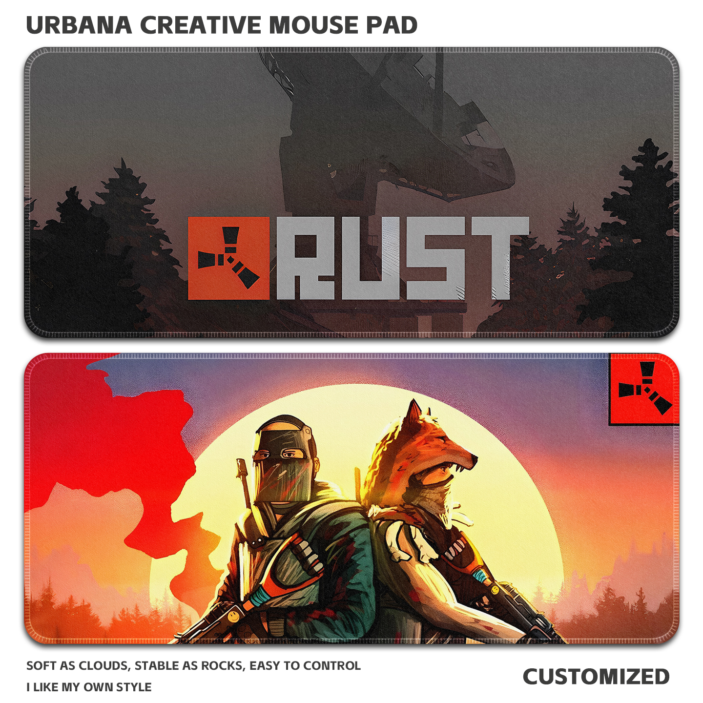 RUST腐蚀周边鼠标垫超大加厚护腕锁边电竞游戏键盘垫办公桌面垫子