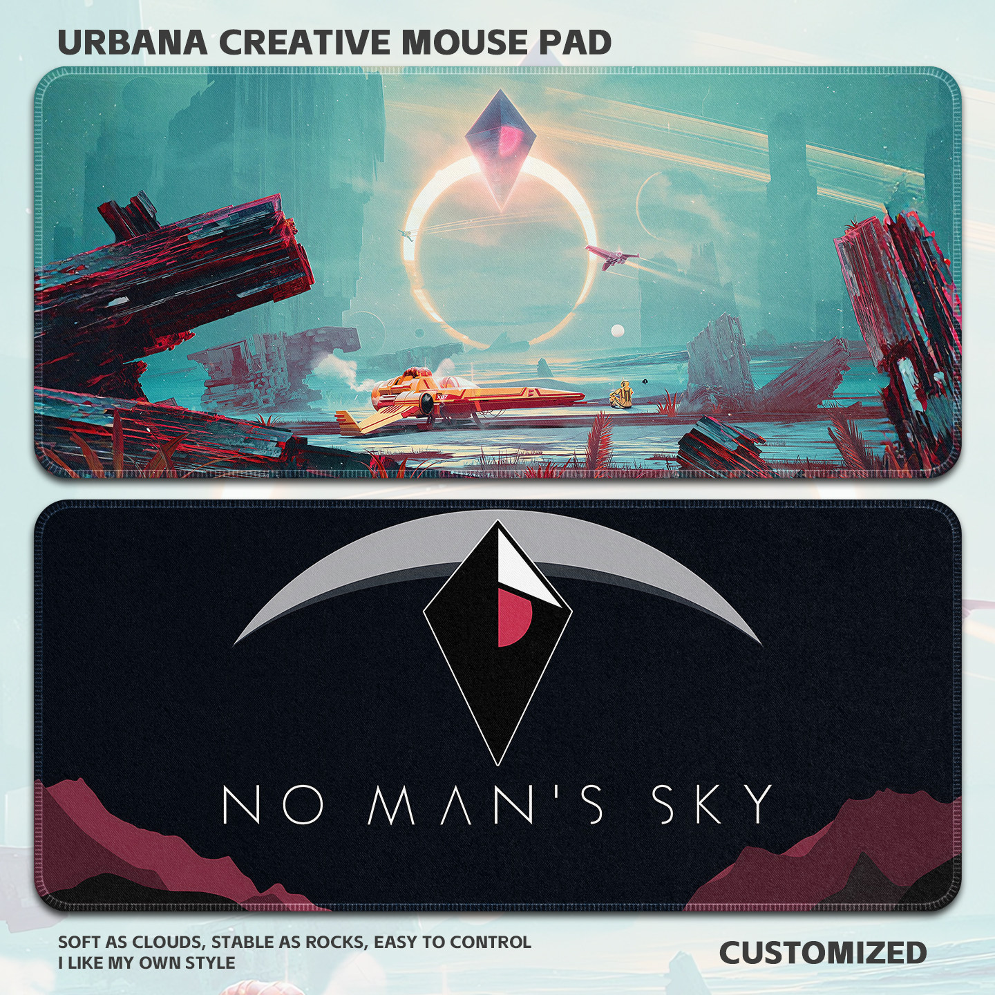 无人深空鼠标垫超大号加厚锁边电竞游戏电脑桌垫家用办公键盘垫子