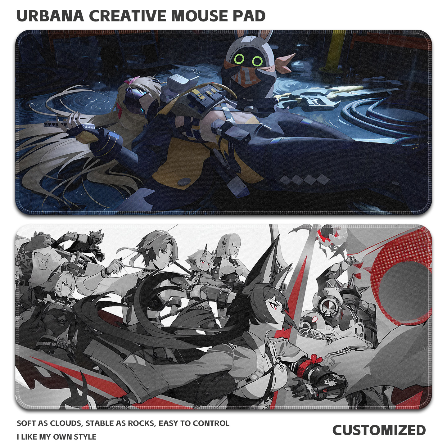 绝区零鼠标垫超大加厚护腕锁边电脑桌垫高颜值二次元男女生键盘垫