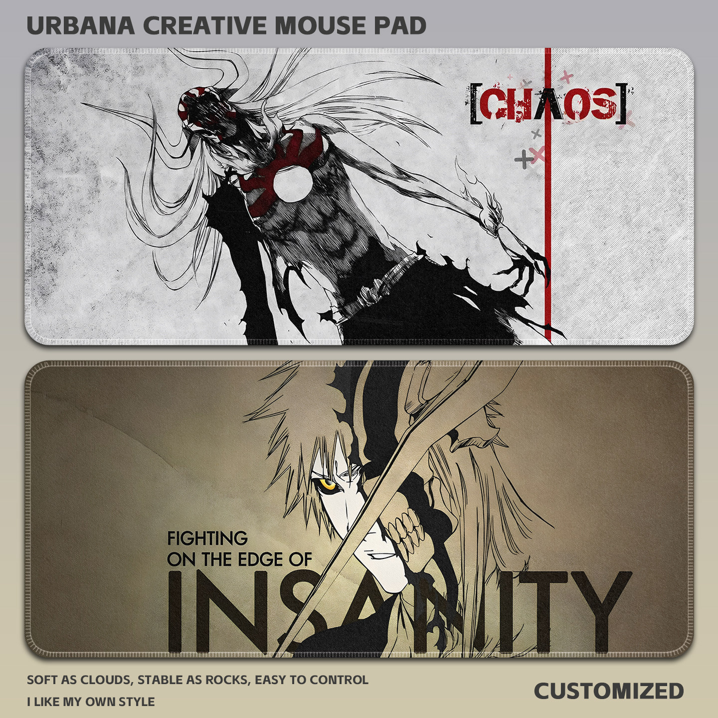 死神鼠标垫超大加厚护腕锁边二次元动漫电脑桌垫游戏办公键盘垫子