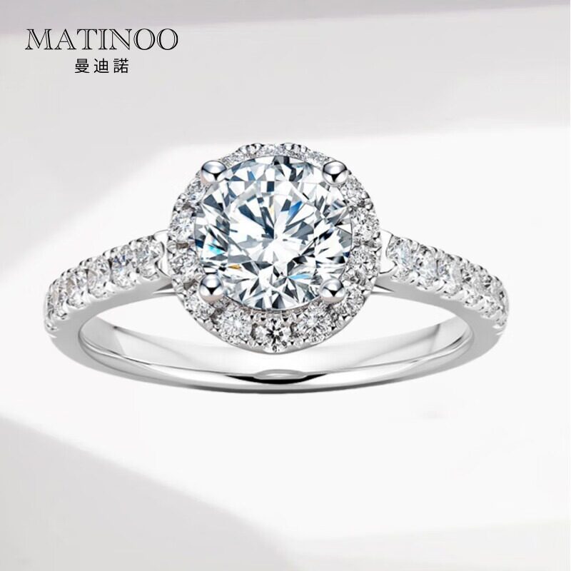 MATINOO/曼迪诺【培育】手捧花铂金镶培育钻石戒指群镶求婚钻戒
