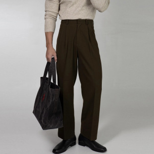 深棕色直筒休闲裤男2025新款韩版高级垂坠感西装裤宽松免烫阔腿裤