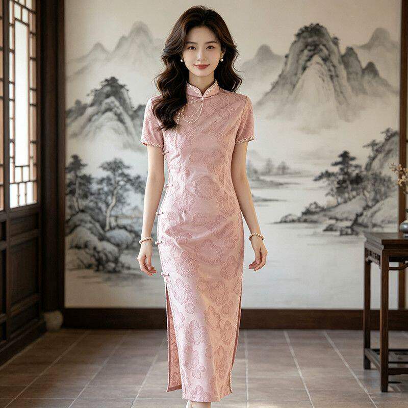 粉色立体花纹旗袍女新中式夏季新款甜美日常可穿国风绝美改良2026