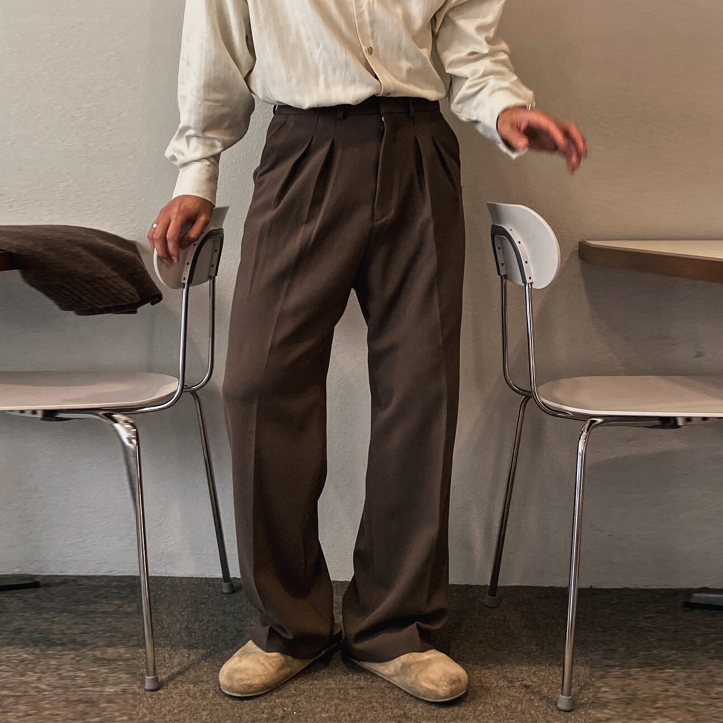 高级垂感直筒西装裤子男春季半松紧腰阔腿休闲裤韩版潮流九分西裤