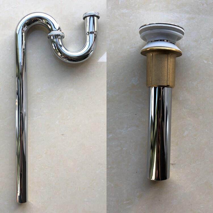 洗脸盆下水器铜 台盆下水管不带带溢水孔 翻板下水头排水器不锈钢
