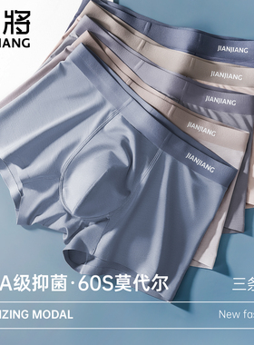 健将男士内裤男款平角裤新款莫代尔纯棉抗菌男生四角大码冰丝短裤