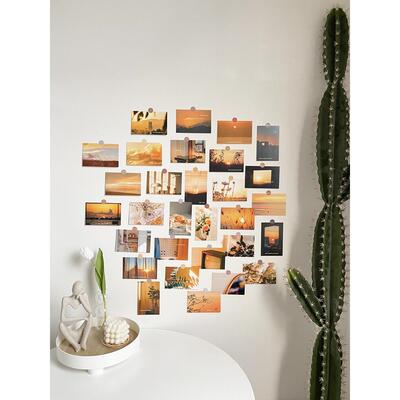 在风墙装饰画卡纸小清新文艺风格日落贴纸房间背景墙贴纸