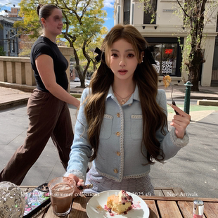 清冷高级复古肌理百搭小香风外套新款 25B香奶奶 懒懒llan 你