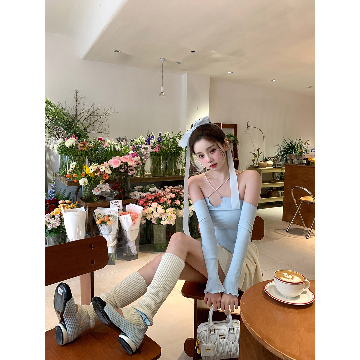 轻芭蕾套装不规则长袖T/弹力半裙