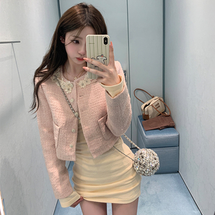 你的懒懒llan【貌美香香】粗纺呢质感富家小姐H小香廓形外套女