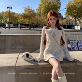 懒懒llan 大蝴蝶结宽松落肩毛 乖乖女coco 你 经典 香版 送内搭