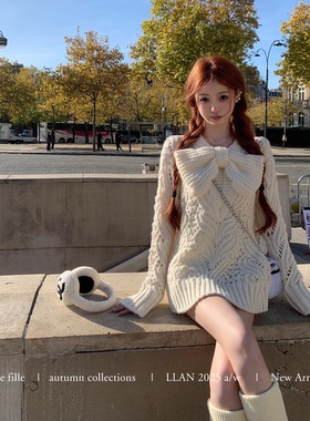 你的懒懒llan【乖乖女coco】经典香版大蝴蝶结宽松落肩毛(送内搭)