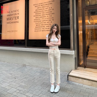 你的懒懒llan【韩女直腿术】舒适柔软两色牛仔烟管九分高腰直筒裤