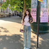 懒懒llan Acn 私服线 你 显瘦显腿长气质做旧不易变形牛仔裤 女