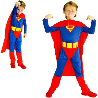 2026新款万圣节服装儿童超人superman英雄cosplay