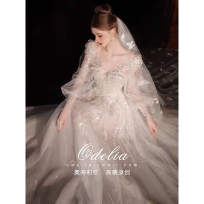 2026新款odelia《花笺》法式轻婚纱小礼服裙新娘迎宾出门纱