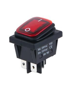 KCD4防水船型开关30A大电流4脚2档翘板开关红色带灯KCD2-21N-F